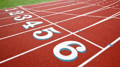 The starting numbers on a running track