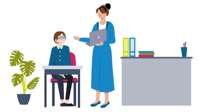 Teacher working with a student with a disability