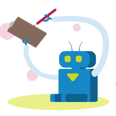 An AI robot writing a list