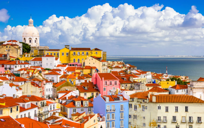 Colourful houses on a hill in Portugal