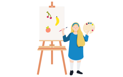 Child painting on an easel